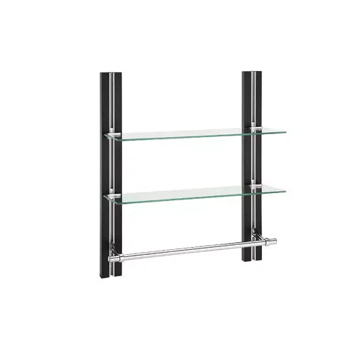 Organize It All Two Tier Deluxe Wood Glass Shelf with Towel Bar Brown : Microfiber, Machine Washable, Non-Slip Backing