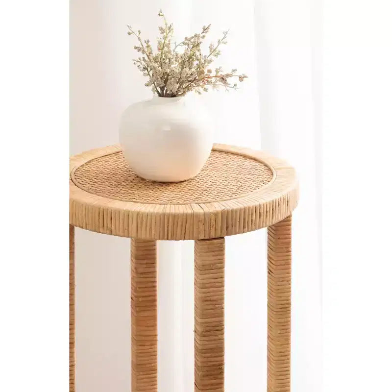 Tavolino in Rattan Tondo Marrone, Singolo