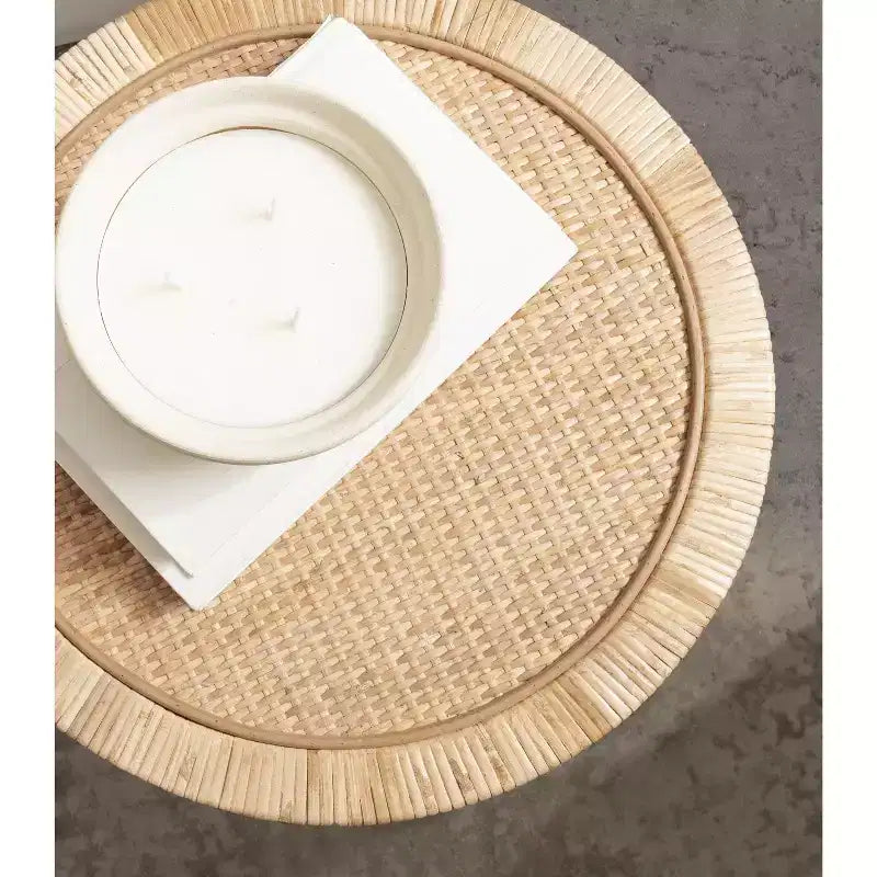Tavolino in Rattan Tondo Marrone, Singolo