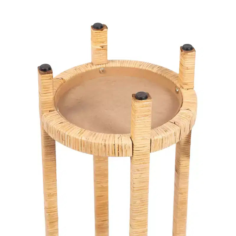 Tavolino in Rattan Tondo Marrone, Singolo