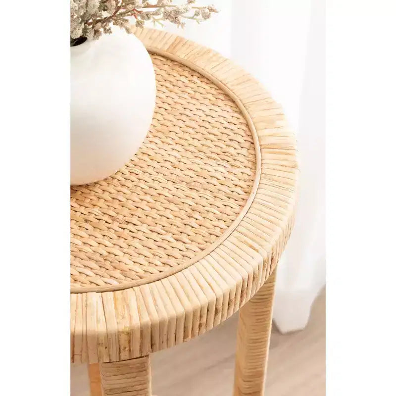 Tavolino in Rattan Tondo Marrone, Singolo