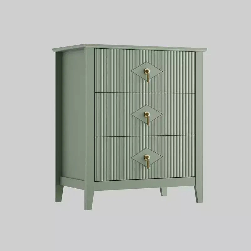 Cassettiera scanalata a 3 cassetti da 27,6" – Verde mela / Colore legno