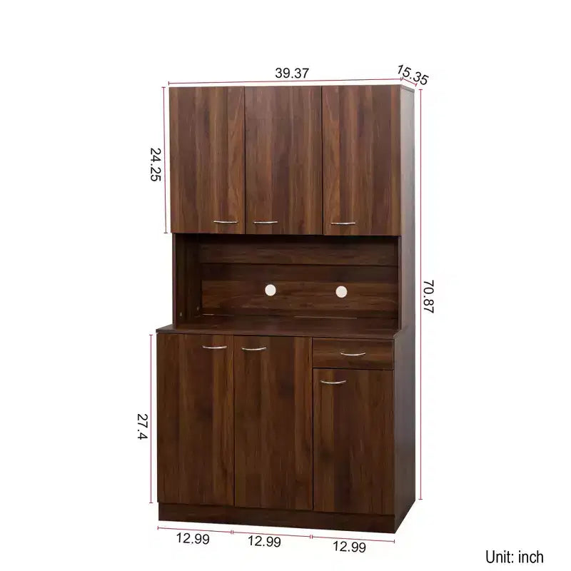 Armadio alto multiuso con 6 ante e 1 cassetto, per montaggio da 1 persona, nei colori Nero / Rovere / Noce / Bianco