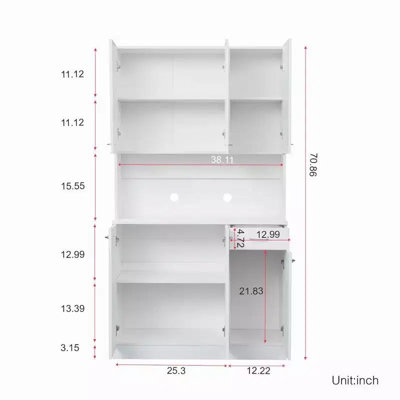 Armadio alto multiuso con 6 ante e 1 cassetto, per montaggio da 1 persona, nei colori Nero / Rovere / Noce / Bianco
