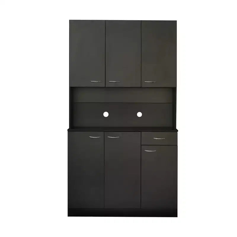 Armadio alto multiuso con 6 ante e 1 cassetto, per montaggio da 1 persona, nei colori Nero / Rovere / Noce / Bianco