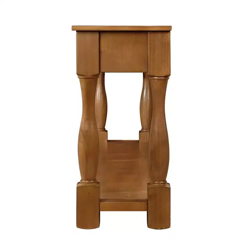Consolle marrone in legno di pino da 63'' con 3 cassetti e ripiano, montaggio da 1 persona