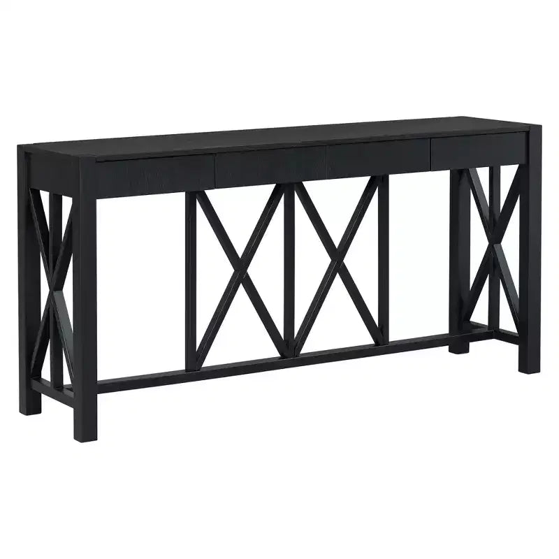 Tavolo consolle nero da 152 cm con 4 cassetti e ripiano aperto – Montaggio per 1 persona