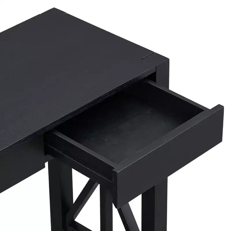 Tavolo consolle nero da 152 cm con 4 cassetti e ripiano aperto – Montaggio per 1 persona