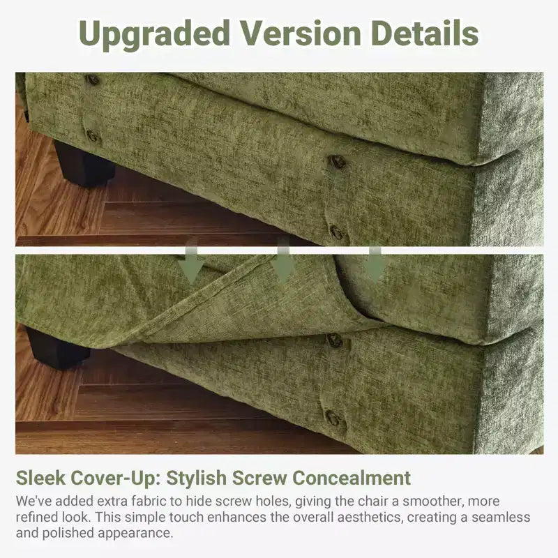 Divano in ciniglia con braccioli e topper, largo 305 cm, marrone/grigio/verde/arancione, 3 posti, con pouf