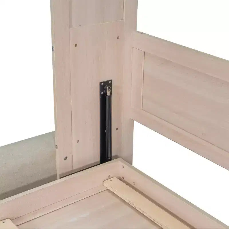Letto a Scomparsa Queen Size con Divano e Luci LED, Unità Letto a Parete Salvaspazio con Divano Imbottito, Beige - ModernLuxe