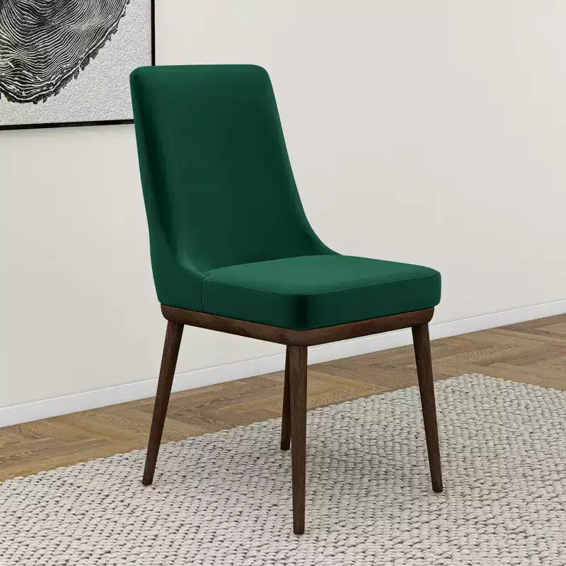 Sedia da pranzo in velluto verde/grigio, schienale basso senza braccioli, set da 2