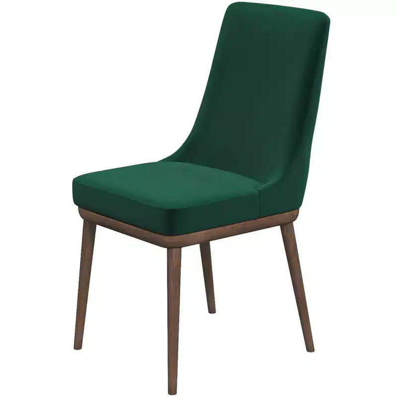 Sedia da pranzo in velluto verde/grigio, schienale basso senza braccioli, set da 2