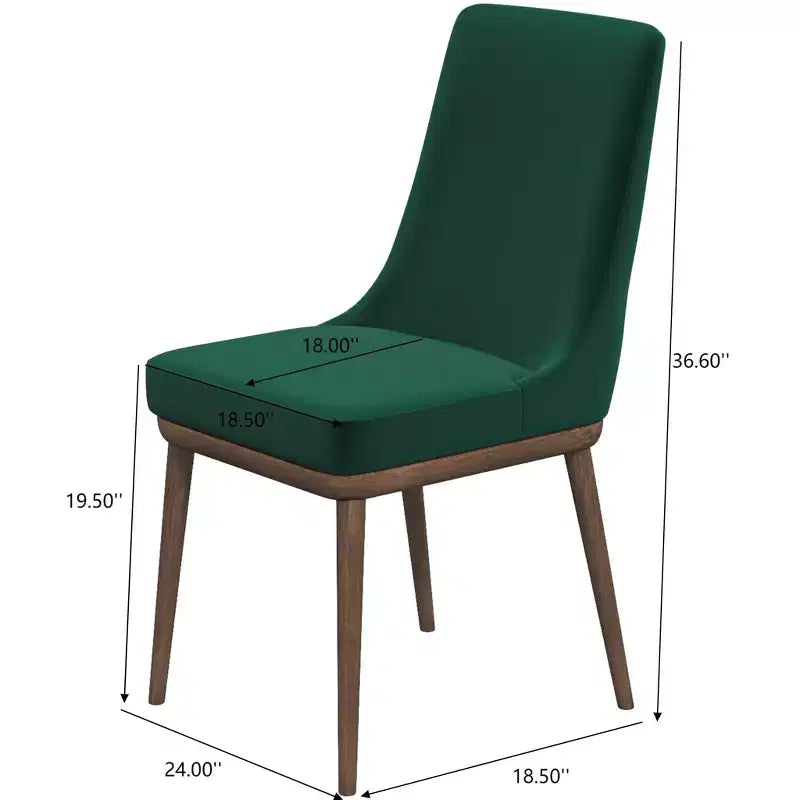 Sedia da pranzo in velluto verde/grigio, schienale basso senza braccioli, set da 2