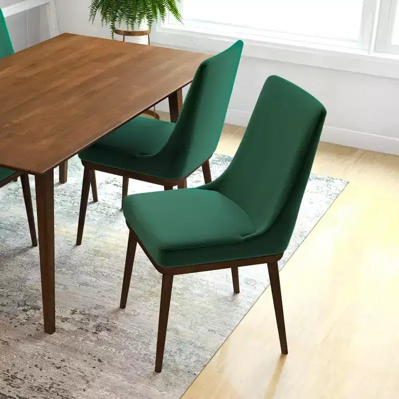Sedia da pranzo in velluto verde/grigio, schienale basso senza braccioli, set da 2