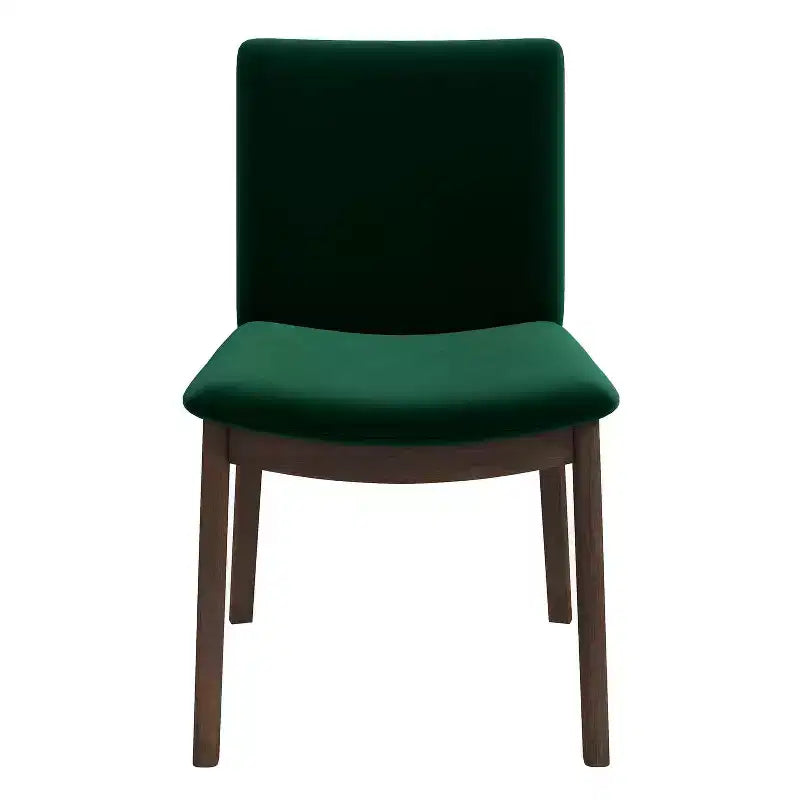 Sedia da pranzo in velluto verde/grigio, schienale basso senza braccioli, set da 2