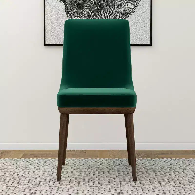 Sedia da pranzo in velluto verde/grigio, schienale basso senza braccioli, set da 2