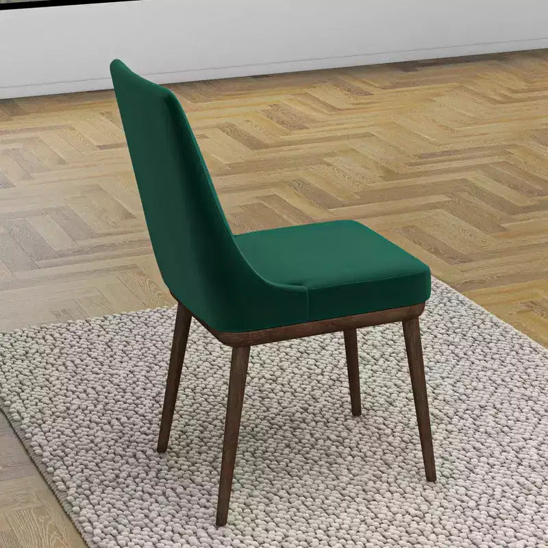 Sedia da pranzo in velluto verde/grigio, schienale basso senza braccioli, set da 2