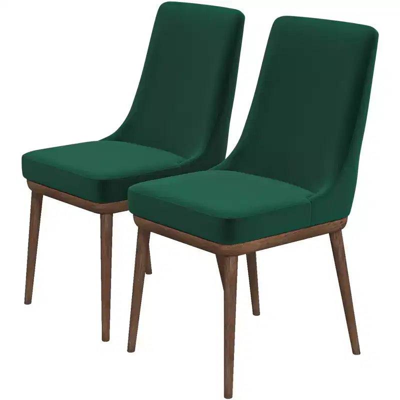 Mid-Century Dining Chair 2-Pack  Velvet Upholstery, Solid Wood Legs, Indoor/Outdoor Lounge