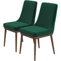 Mid-Century Dining Chair 2-Pack  Velvet Upholstery, Solid Wood Legs, Indoor/Outdoor Lounge