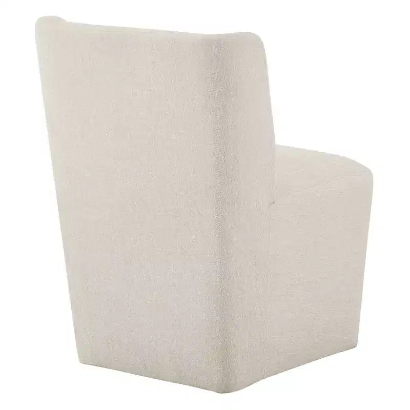 Sedia da pranzo senza braccioli imbottita in lino/kaki con rotelle, 1 posto