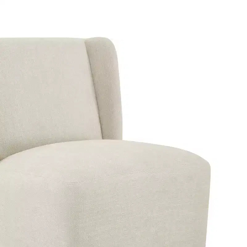 Sedia da pranzo senza braccioli imbottita in lino/kaki con rotelle, 1 posto