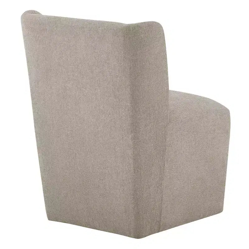 Sedia da pranzo senza braccioli imbottita in lino/kaki con rotelle, 1 posto