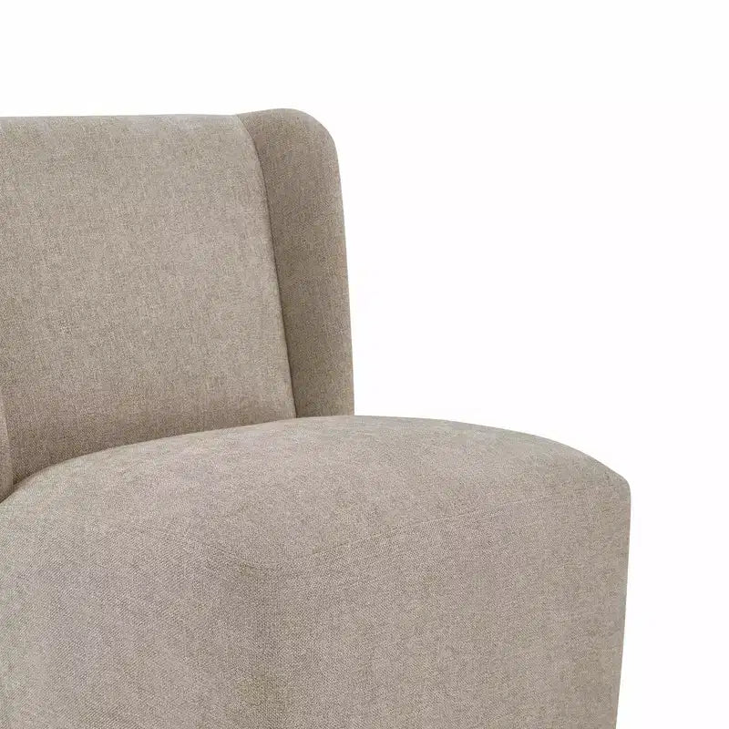 Sedia da pranzo senza braccioli imbottita in lino/kaki con rotelle, 1 posto