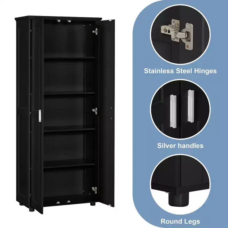 Armadietto portaoggetti indipendente con 2 ante, nero/bianco, legno MDF