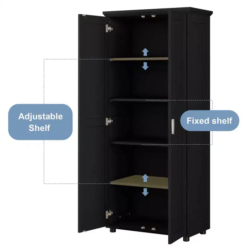 Armadietto portaoggetti indipendente con 2 ante, nero/bianco, legno MDF