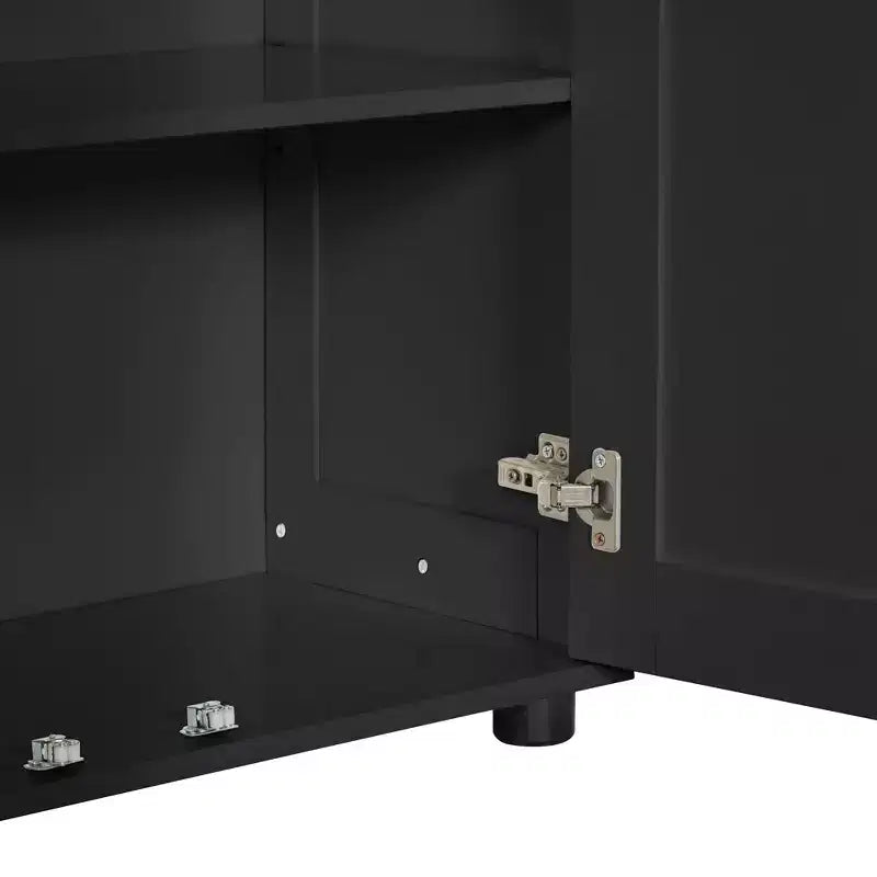 Armadietto portaoggetti indipendente con 2 ante, nero/bianco, legno MDF