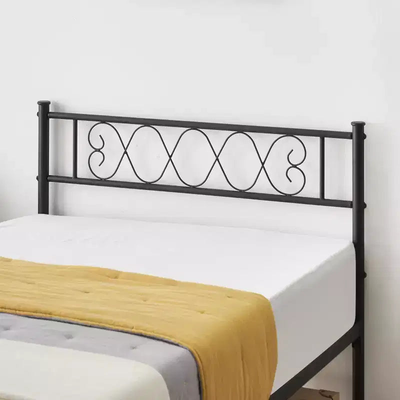 Telaio letto a piattaforma singolo in metallo con testiera e pediera, nero/rosa/viola/bianco, 1 persona