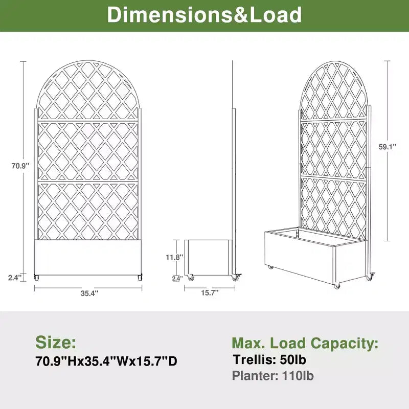 Schermo a traliccio in ferro a 3 pannelli White Arch Diamond
