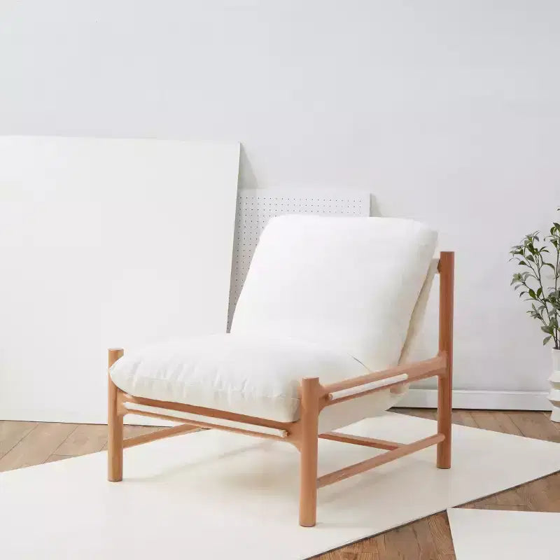 Poltrona accent senza braccioli in bouclé avorio e naturale, 1 posto