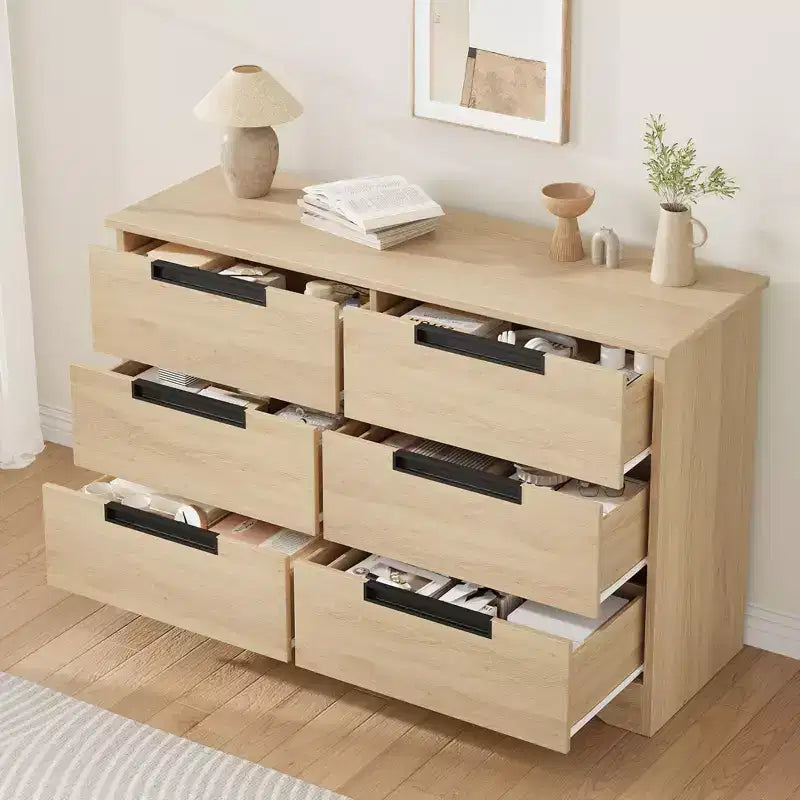 Cassettiera in legno a 6 cassetti – Nera / Marrone / Grigia