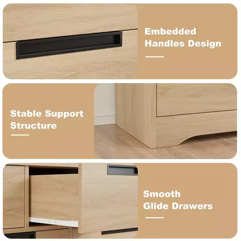 Cassettiera in legno a 6 cassetti – Nera / Marrone / Grigia