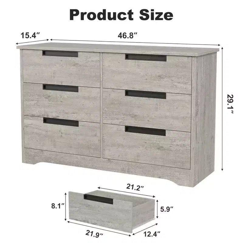Cassettiera in legno a 6 cassetti – Nera / Marrone / Grigia