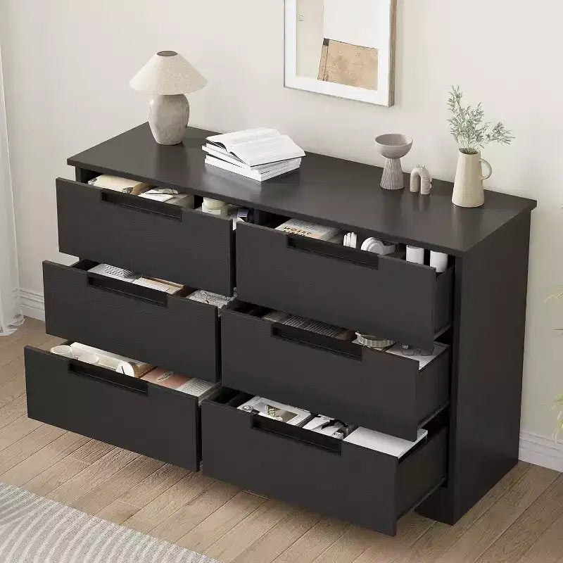 Cassettiera in legno a 6 cassetti – Nera / Marrone / Grigia