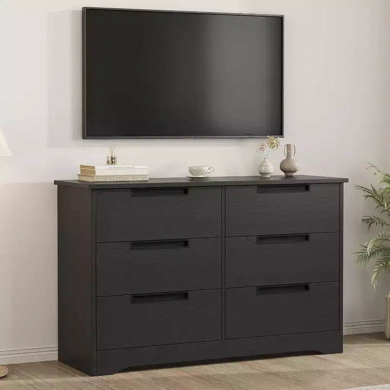 Cassettiera in legno a 6 cassetti – Nera / Marrone / Grigia