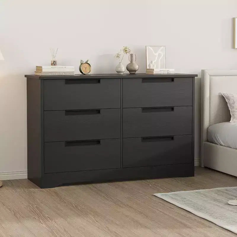 Cassettiera in legno a 6 cassetti – Nera / Marrone / Grigia