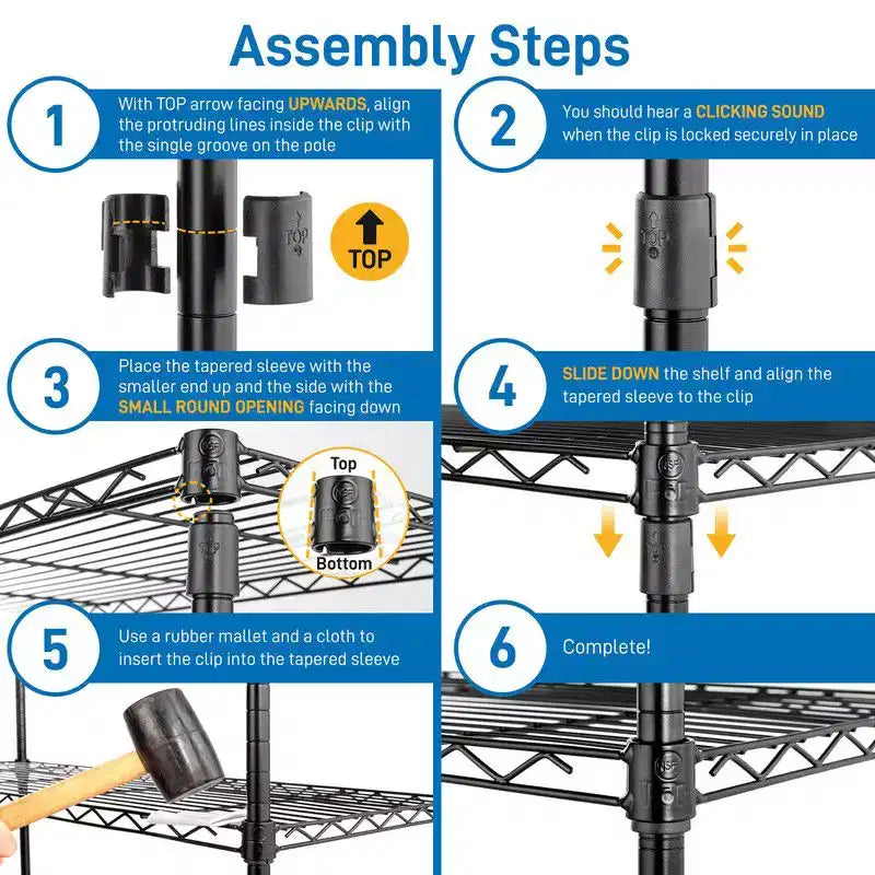 Scaffale in metallo a 5 ripiani, nero, 58", assemblaggio da 1 persona