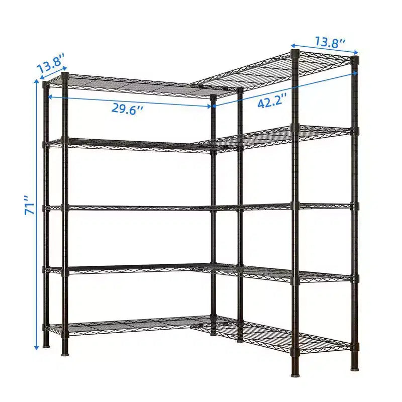 Scaffale in metallo a 5 ripiani, nero, 58", assemblaggio da 1 persona