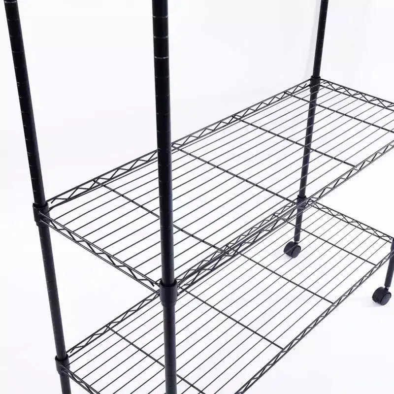 Scaffale a 5 ripiani in filo metallico da 35" L con ruote, nero, montaggio da 1 persona