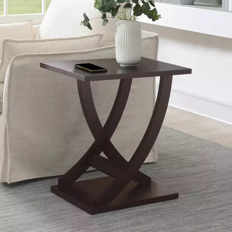 Tavolino quadrato in legno marrone, stile moderno, 1 pezzo