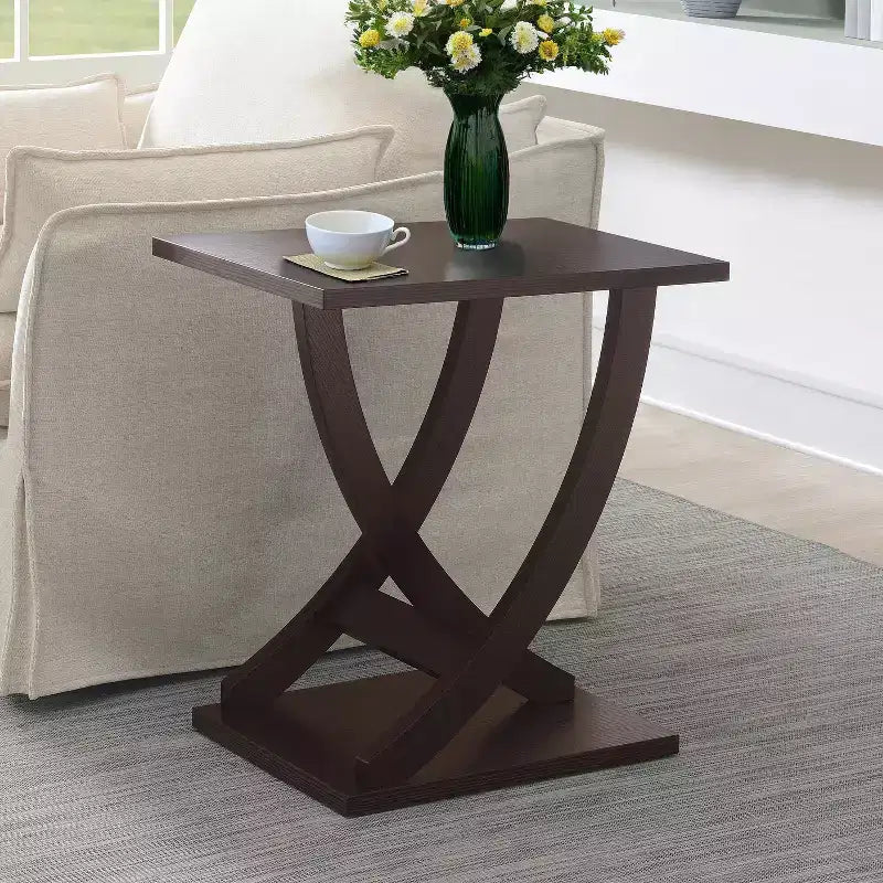 Tavolino quadrato in legno marrone, stile moderno, 1 pezzo