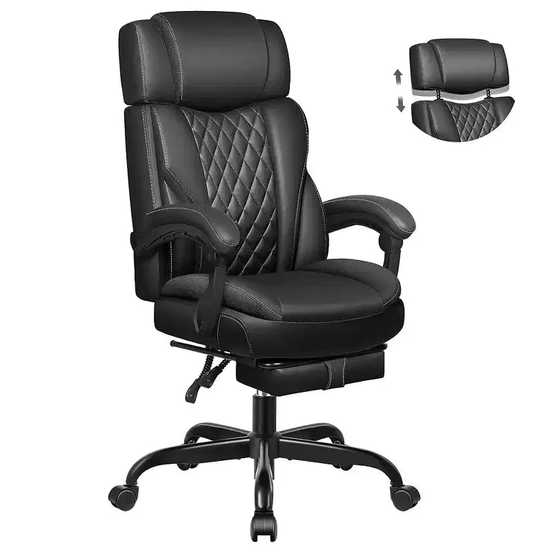 KERDOM Big and Tall Office Chair with Footrest, Ergonomic Computer Desk Chair with Lumbar Support, Black