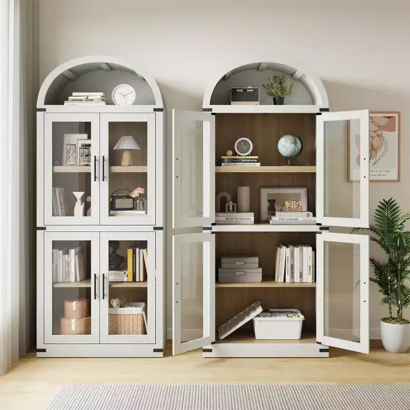 Libreria ad arco a 5 ripiani alta 72 pollici con anta – Nero/Bianco/Giallo, montaggio da 1 persona