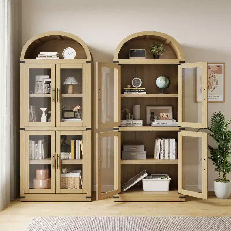 Libreria ad arco a 5 ripiani alta 72 pollici con anta – Nero/Bianco/Giallo, montaggio da 1 persona