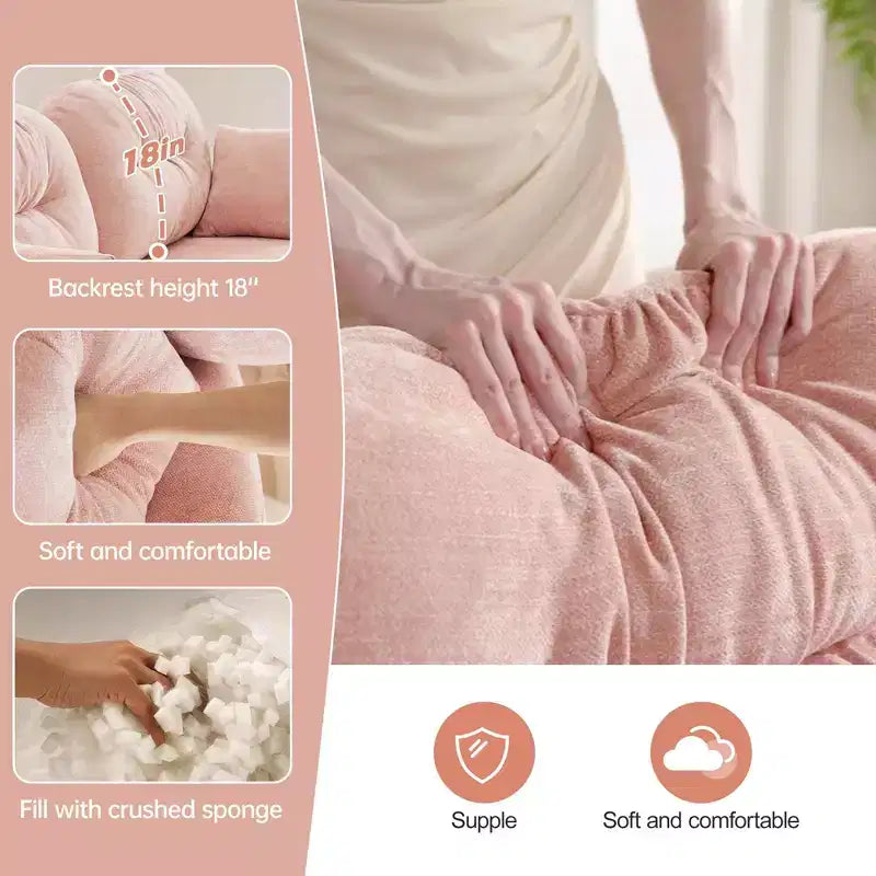 Divano componibile modulare a 3 posti beige / cammello / verde / rosa, in tessuto ciniglia