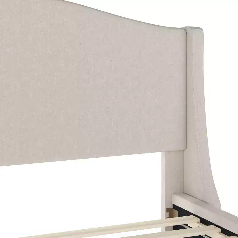 Letto a piattaforma imbottito con testiera curva – Beige/Grigio/Bianco sporco, Matrimoniale francese/Matrimoniale standard/King size, Per 1 persona