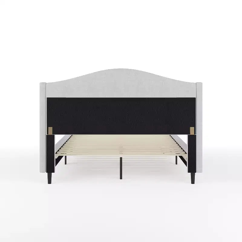 Letto a piattaforma imbottito con testiera curva – Beige/Grigio/Bianco sporco, Matrimoniale francese/Matrimoniale standard/King size, Per 1 persona